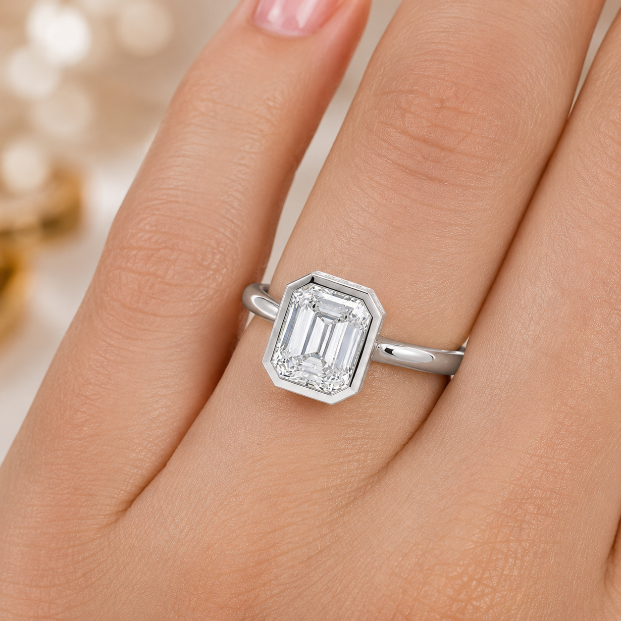 3.00 CT Luna Lab-Grown Diamond Hidden Halo Engagement Ring in 14K White Gold – Elegant Solitaire Design