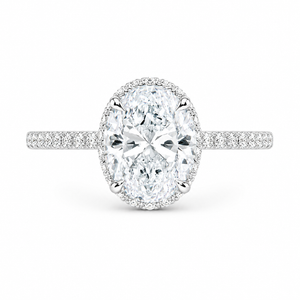 4.00 CT Oval Lab-Grown Diamond Hidden Halo Engagement Ring in 14K White Gold – Gala Pavé Halo Design
