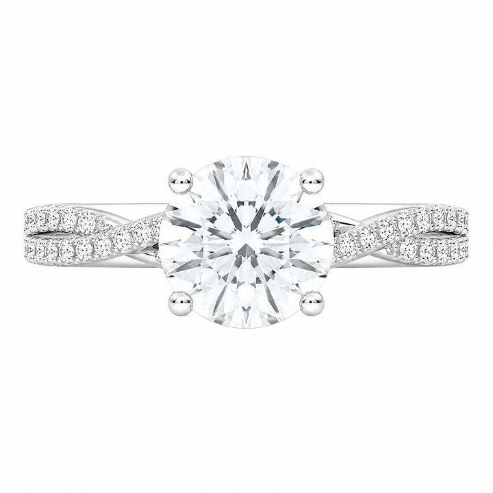 4.00 CT Round Lab-Grown Diamond Petite Twisted Vine Engagement Ring in 14K White Gold â€“ Scalloped PavÃ© Solitaire Design from Diamond Studio