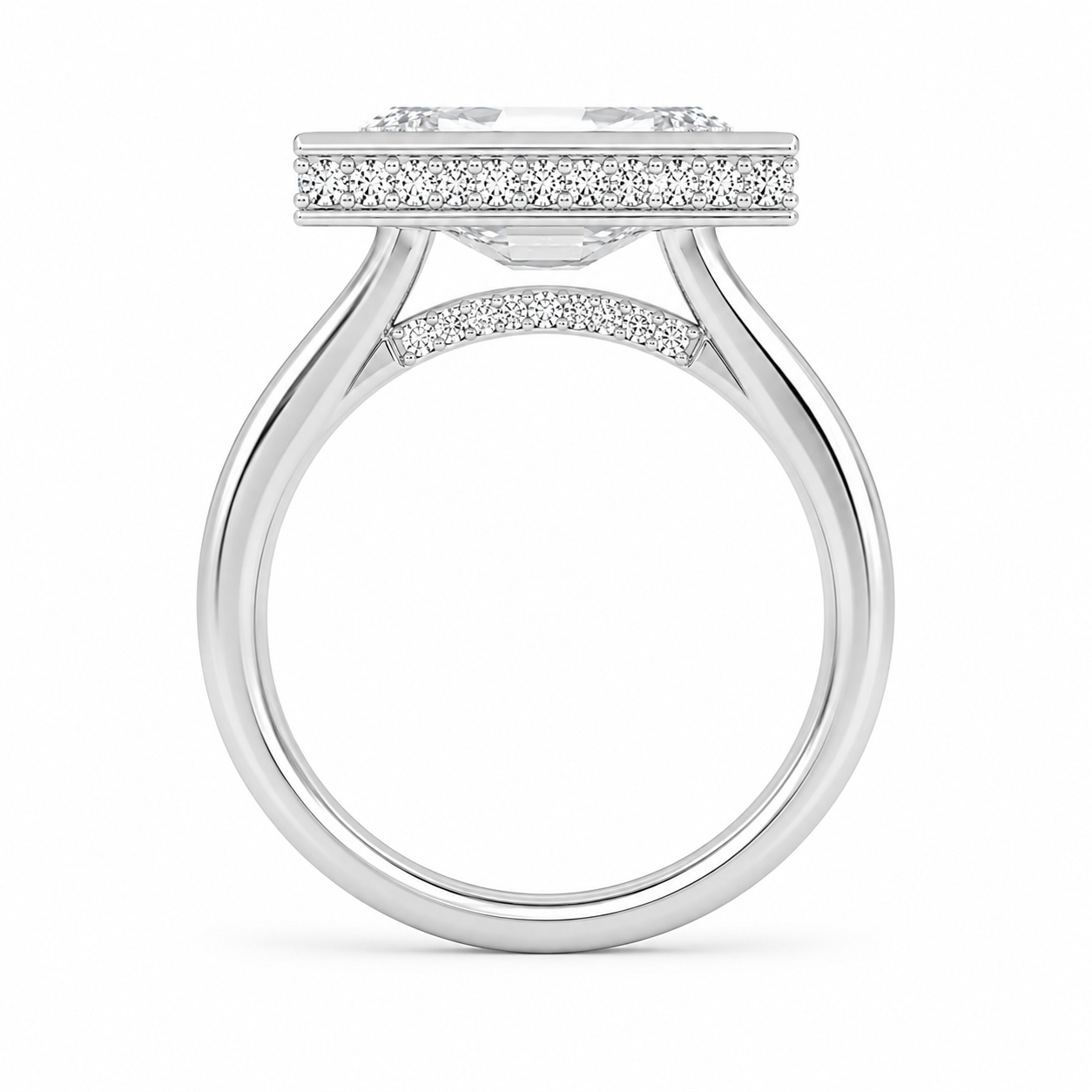 3.00 CT Luna Lab-Grown Diamond Hidden Halo Engagement Ring in 14K White Gold – Elegant Solitaire Design