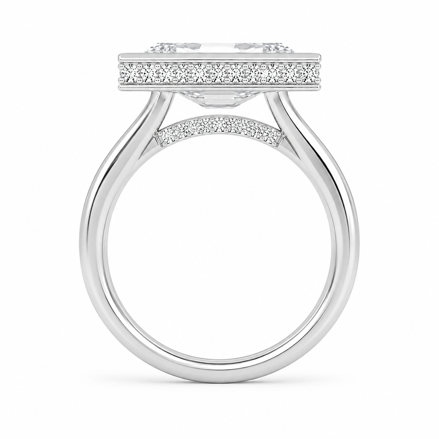 3.00 CT Luna Lab-Grown Diamond Hidden Halo Engagement Ring in 14K White Gold – Elegant Solitaire Design