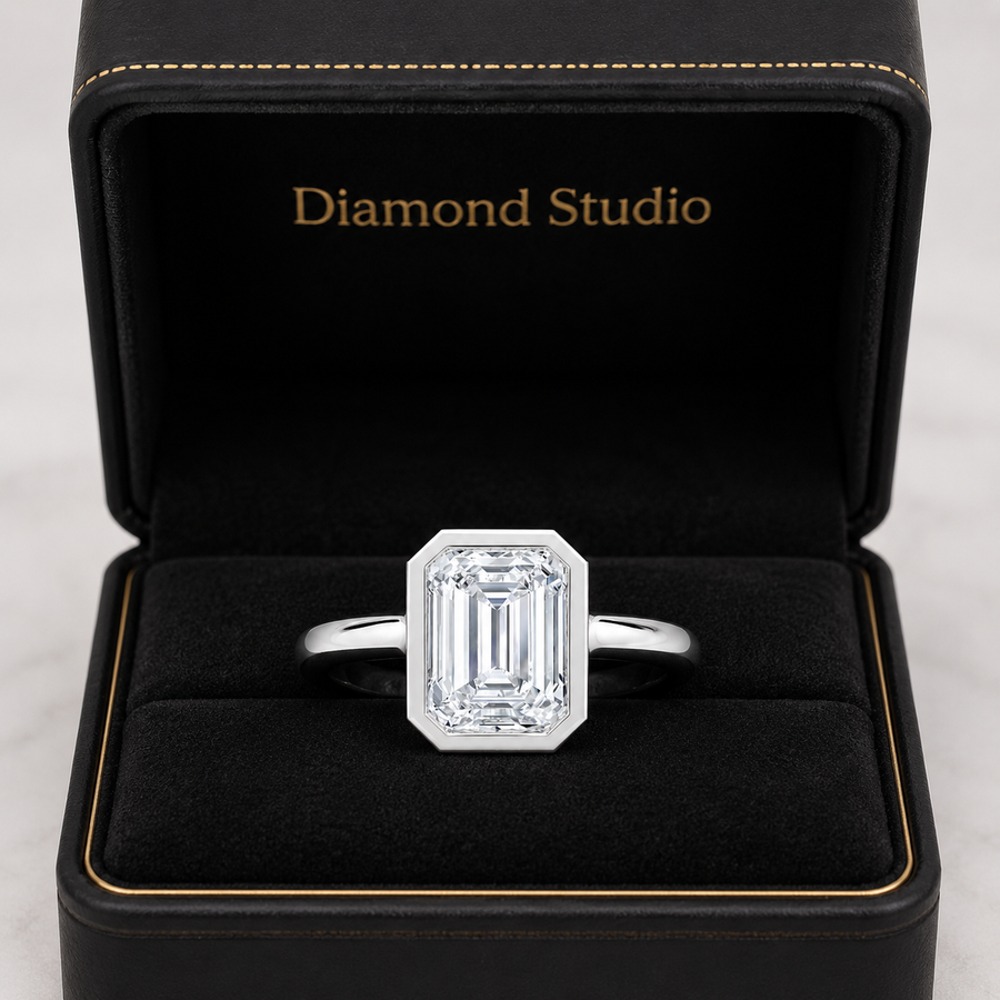 3.00 CT Luna Lab-Grown Diamond Hidden Halo Engagement Ring in 14K White Gold – Elegant Solitaire Design