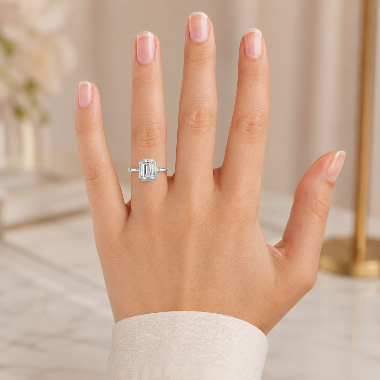 3.00 CT Luna Lab-Grown Diamond Hidden Halo Engagement Ring in 14K White Gold – Elegant Solitaire Design