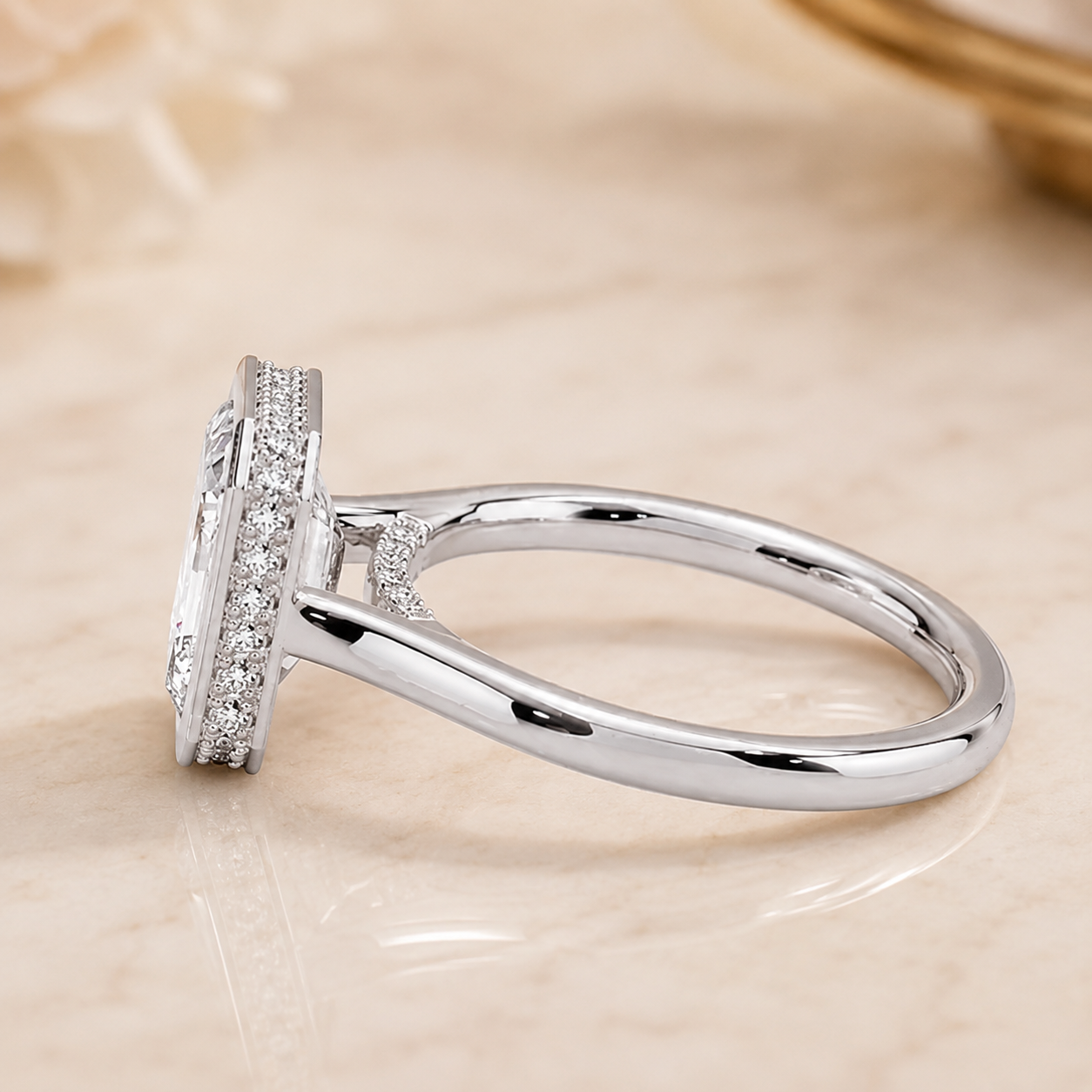 3.00 CT Luna Lab-Grown Diamond Hidden Halo Engagement Ring in 14K White Gold – Elegant Solitaire Design