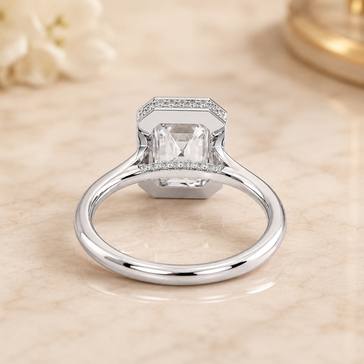 3.00 CT Luna Lab-Grown Diamond Hidden Halo Engagement Ring in 14K White Gold – Elegant Solitaire Design