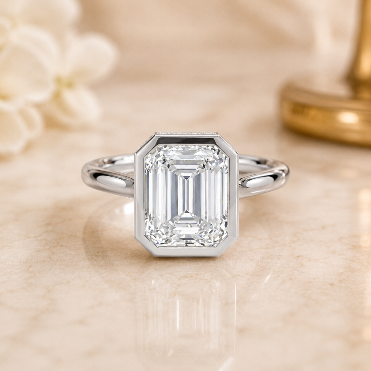 3.00 CT Luna Lab-Grown Diamond Hidden Halo Engagement Ring in 14K White Gold – Elegant Solitaire Design