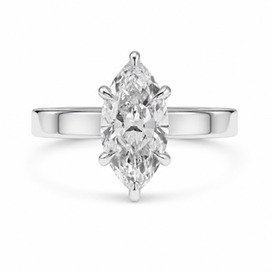 3.30 CT Marquise Lab-Grown Diamond Hidden Halo Engagement Ring in 14K White Gold – Wide Band Design | IGI Certified