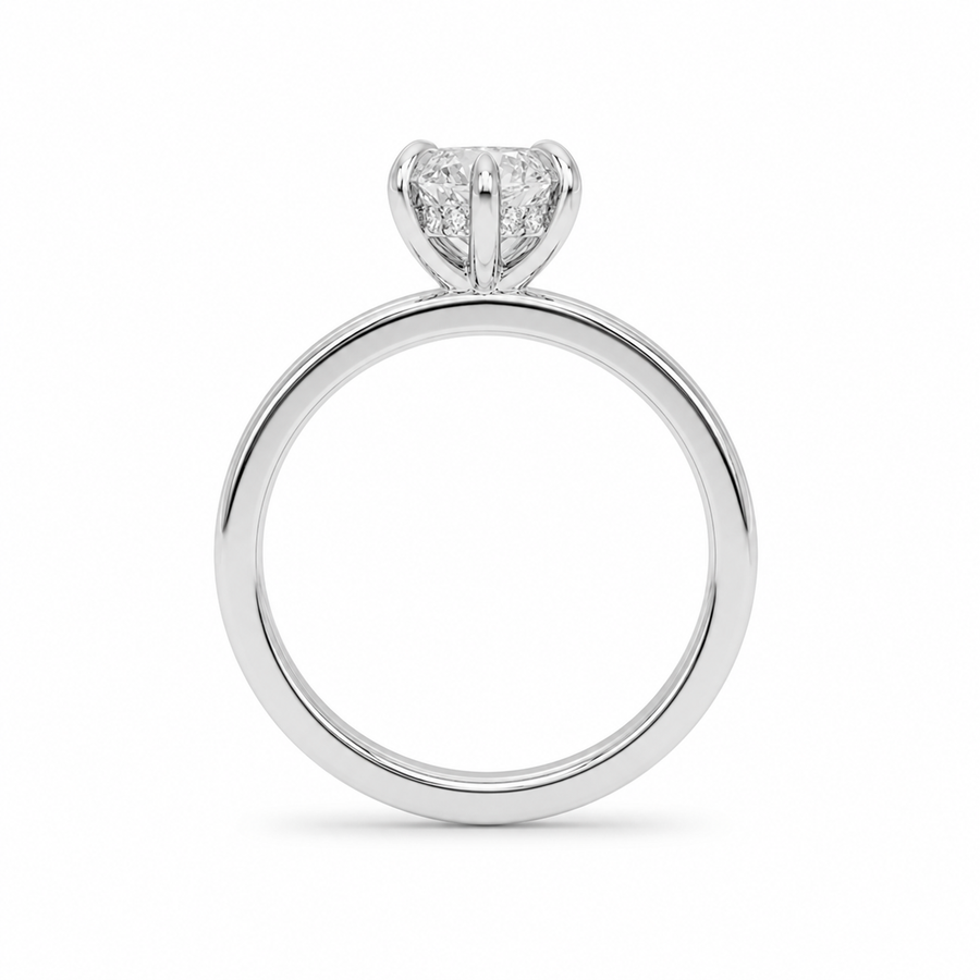3.30 CT Marquise Lab-Grown Diamond Hidden Halo Engagement Ring in 14K White Gold – Wide Band Design | IGI Certified