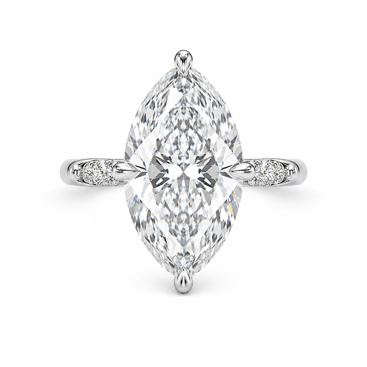 3.00 CT Marquise Lab-Grown Diamond Hidden Halo Engagement Ring in 14K White Gold â€“ PavÃ© Cathedral Solitaire Design from Diamond Studio
