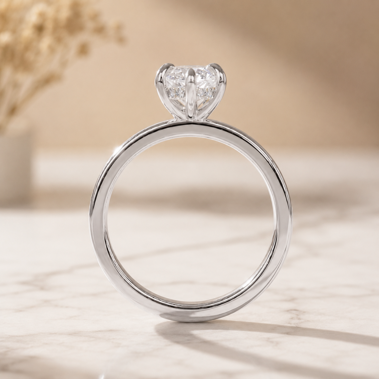 3.30 CT Marquise Lab-Grown Diamond Hidden Halo Engagement Ring in 14K White Gold – Wide Band Design | IGI Certified