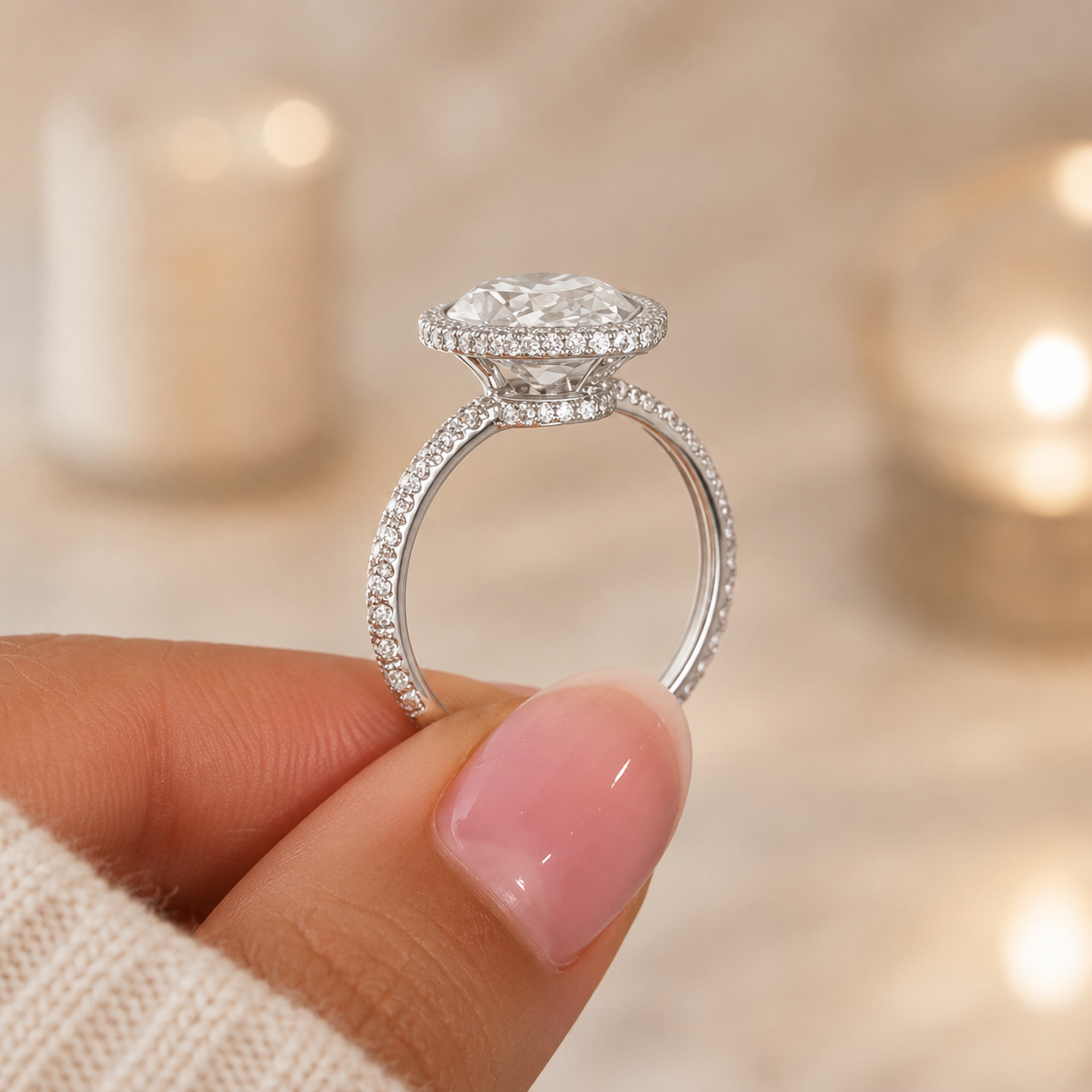 4.00 CT Pear Cut Lab-Grown Diamond Double Hidden Halo Engagement Ring in 14K White Gold – Teardrop Halo Design