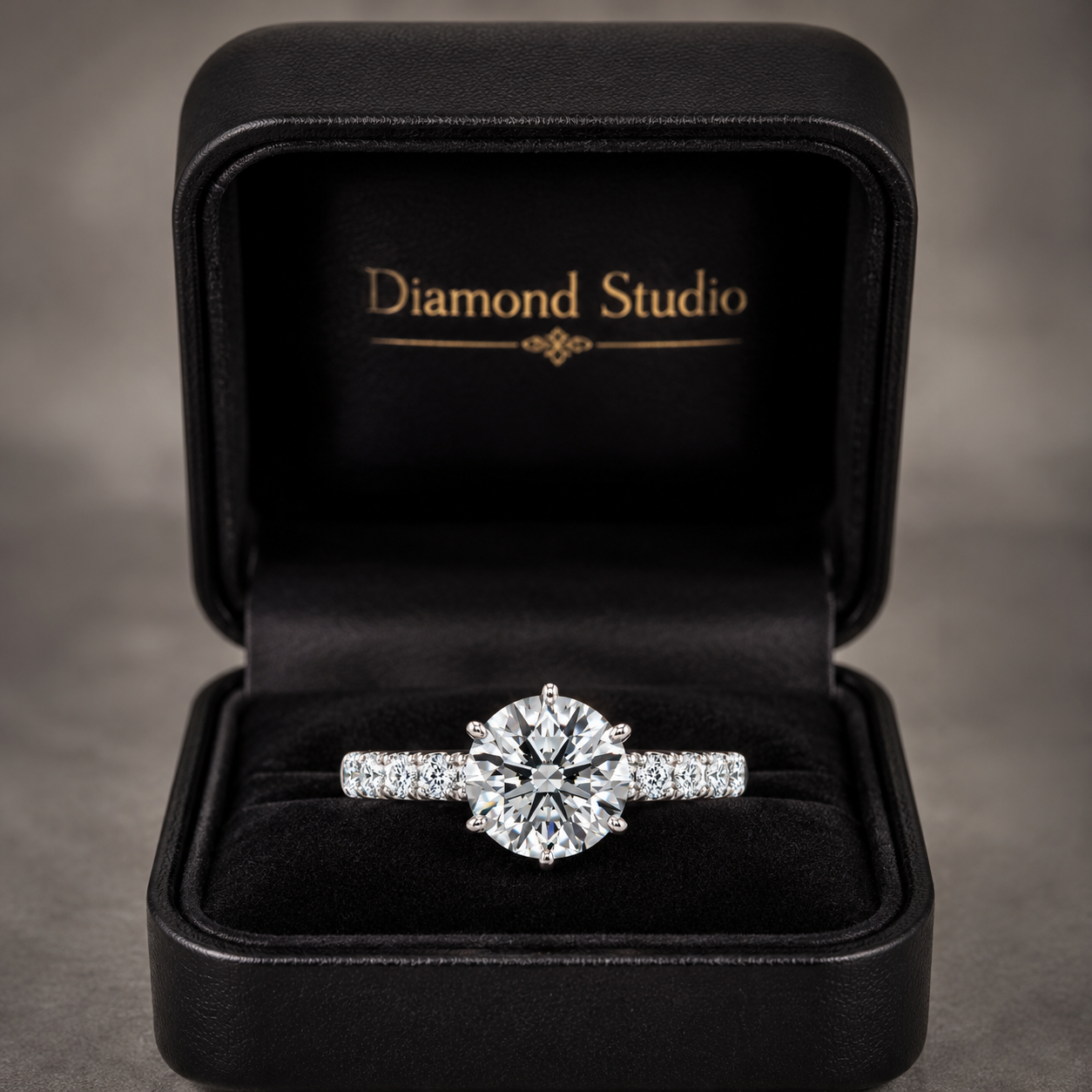 3.00 CT Round Brilliant Lab-Grown Diamond Hidden Halo Engagement Ring in 14K White Gold – 6 Prong Pavé Set Design