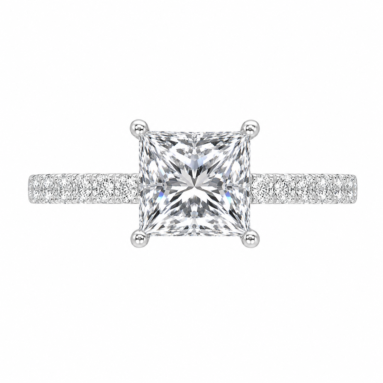 4.00 CT Princess Cut Lab-Grown Diamond Double Hidden Halo Engagement Ring in 14K White Gold – Unique Anniversary Design
