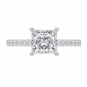 4.00 CT Princess Cut Lab-Grown Diamond Double Hidden Halo Engagement Ring in 14K White Gold – Unique Anniversary Design