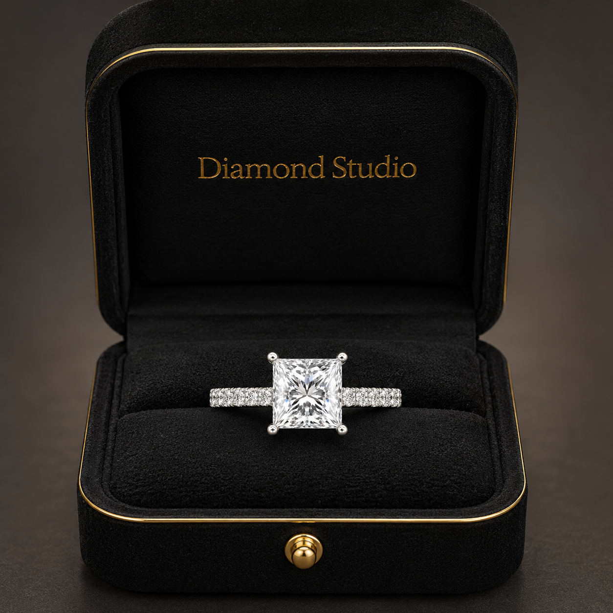 4.00 CT Princess Cut Lab-Grown Diamond Double Hidden Halo Engagement Ring in 14K White Gold – Unique Anniversary Design