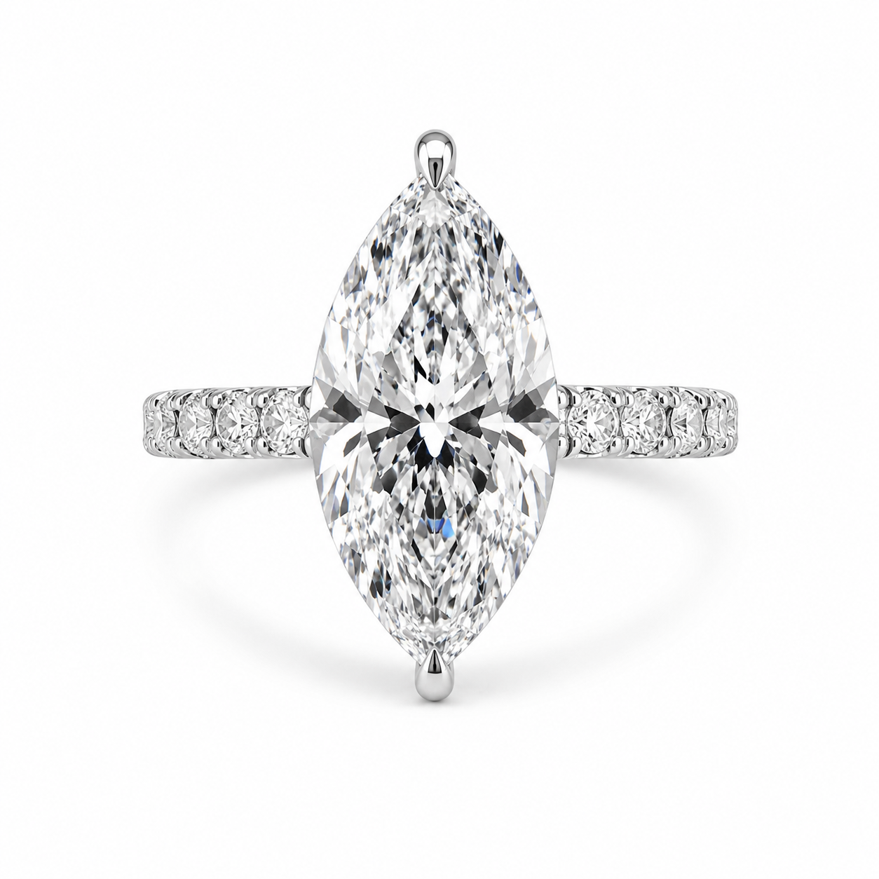 4.00 CT Marquise Cut Lab-Grown Diamond Hidden Halo Solitaire Engagement Ring in 14K White Gold – Promise & Anniversary Design