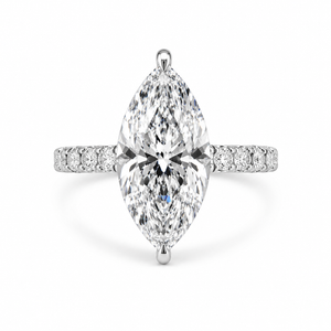 4.00 CT Marquise Cut Lab-Grown Diamond Hidden Halo Solitaire Engagement Ring in 14K White Gold – Promise & Anniversary Design