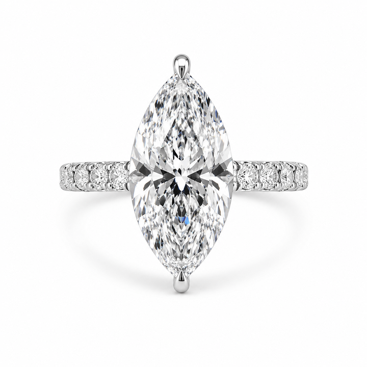 4.00 CT Marquise Cut Lab-Grown Diamond Hidden Halo Solitaire Engagement Ring in 14K White Gold â€“ Promise & Anniversary Design from Diamond Studio