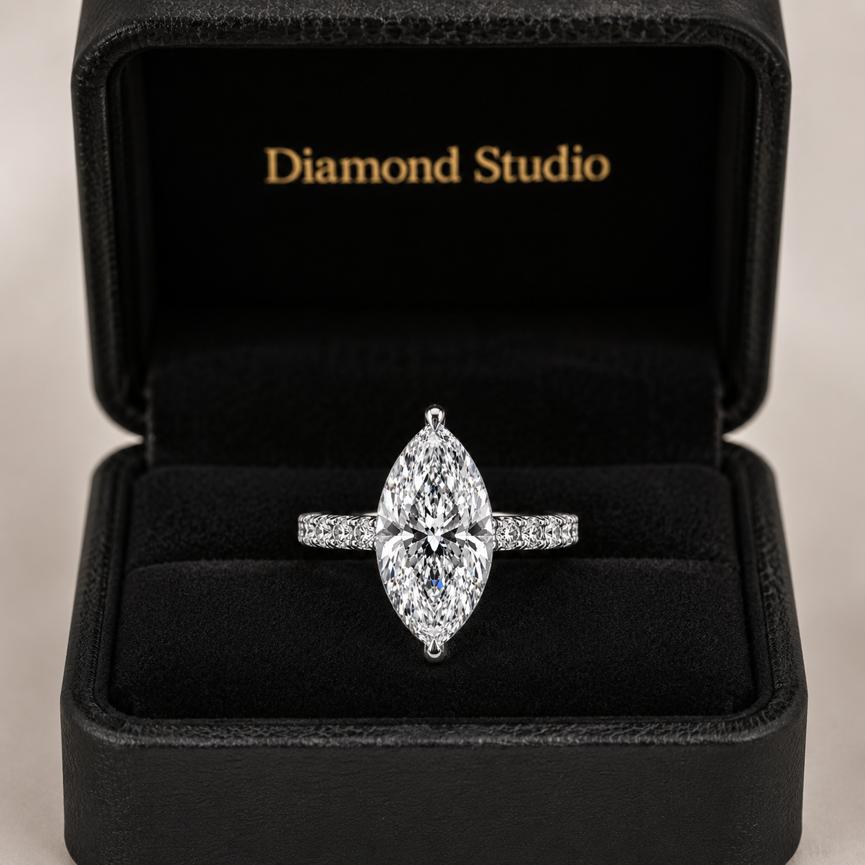 4.00 CT Marquise Cut Lab-Grown Diamond Hidden Halo Solitaire Engagement Ring in 14K White Gold – Promise & Anniversary Design