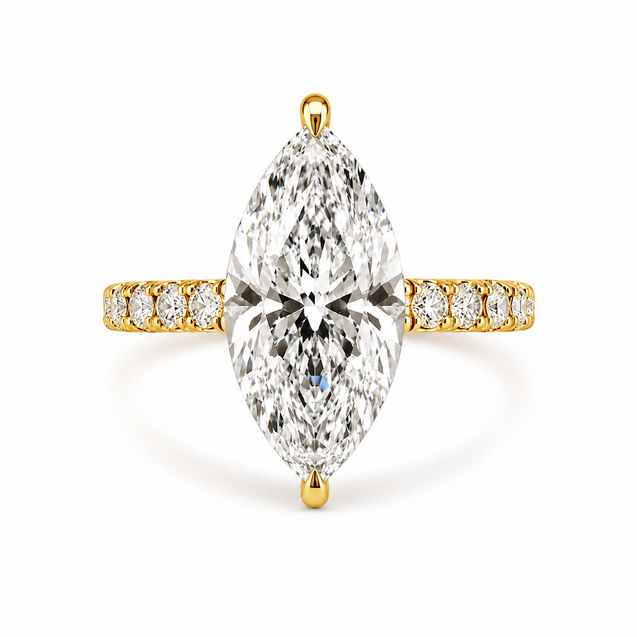 4.00 CT Marquise Cut Lab-Grown Diamond Hidden Halo Solitaire Engagement Ring in 14K White Gold – Promise & Anniversary Design
