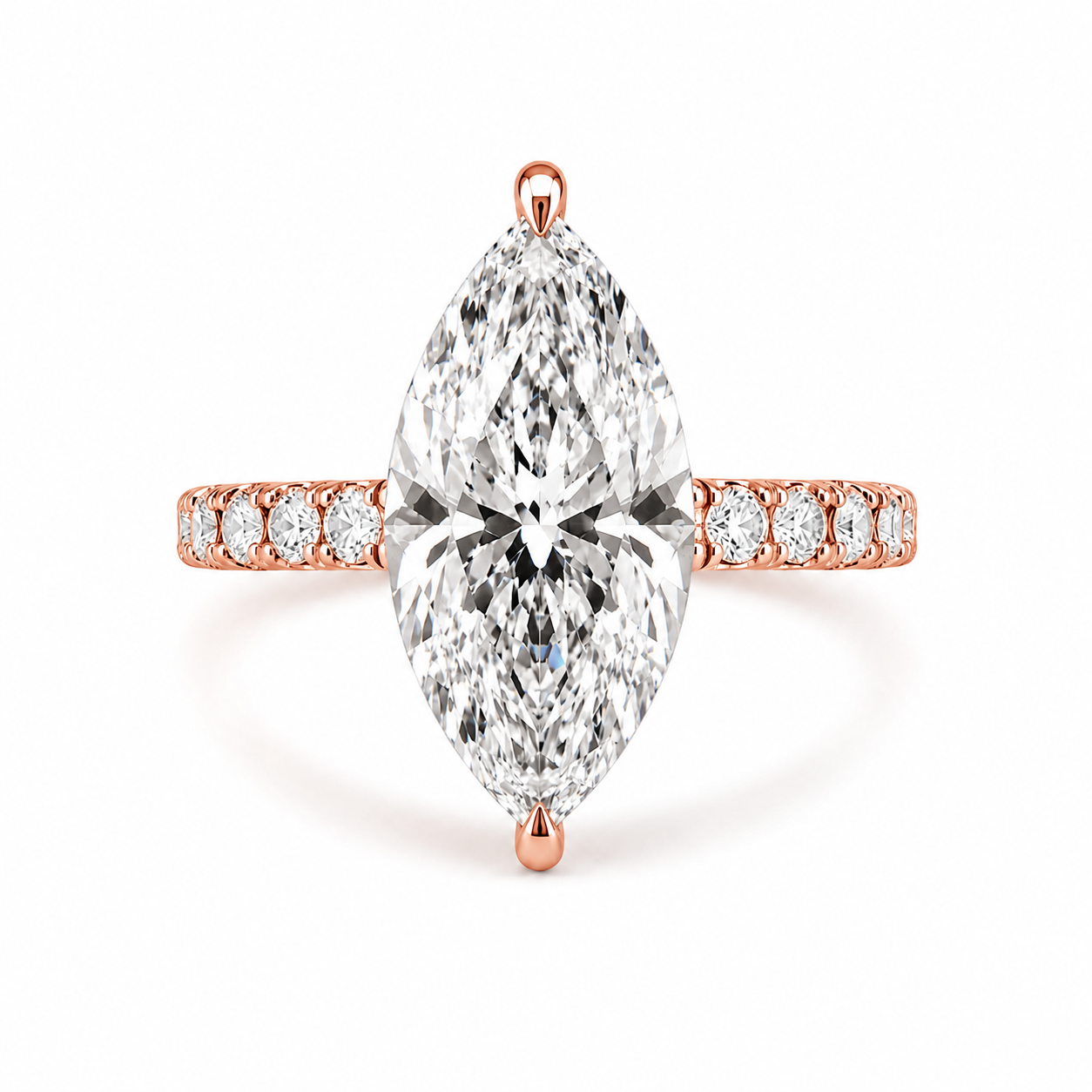 4.00 CT Marquise Cut Lab-Grown Diamond Hidden Halo Solitaire Engagement Ring in 14K White Gold – Promise & Anniversary Design