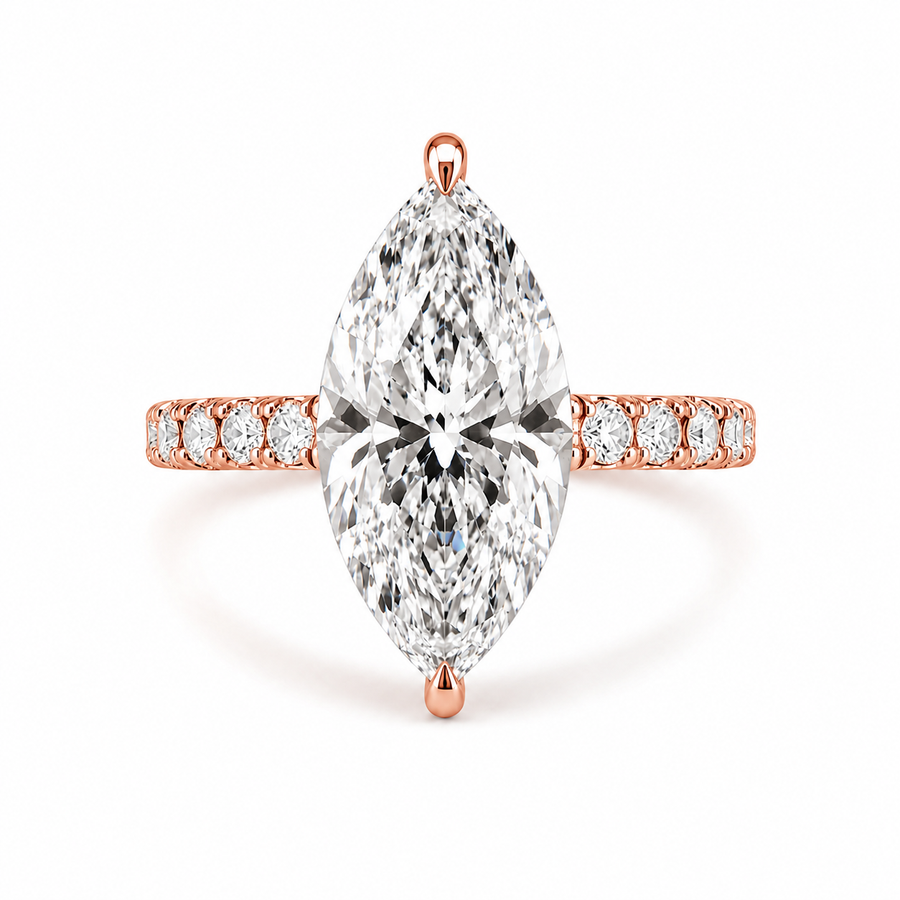 4.00 CT Marquise Cut Lab-Grown Diamond Hidden Halo Solitaire Engagement Ring in 14K White Gold – Promise & Anniversary Design
