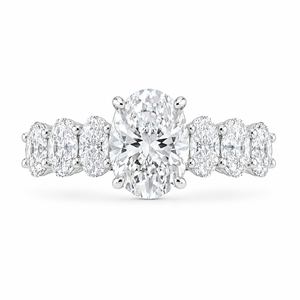 3.50 CT Oval Lab-Grown Diamond Hidden Halo Engagement Ring in 14K White Gold – Micro Pavé Band Design