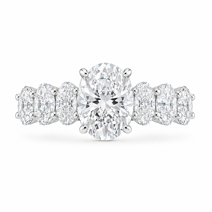 3.50 CT Oval Lab-Grown Diamond Hidden Halo Engagement Ring in 14K White Gold â€“ Micro PavÃ© Band Design from Diamond Studio