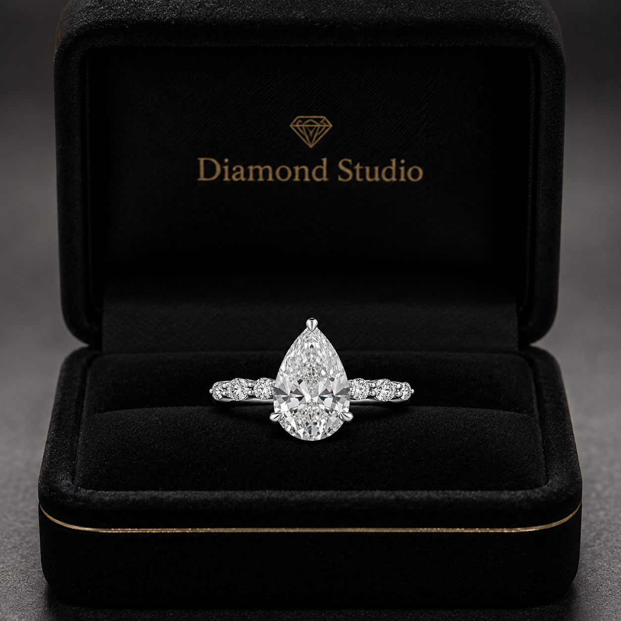 2.25 CT Pear Lab-Grown Diamond Hidden Halo Engagement Ring in 14K White Gold – Marquise Accent Bridal Design