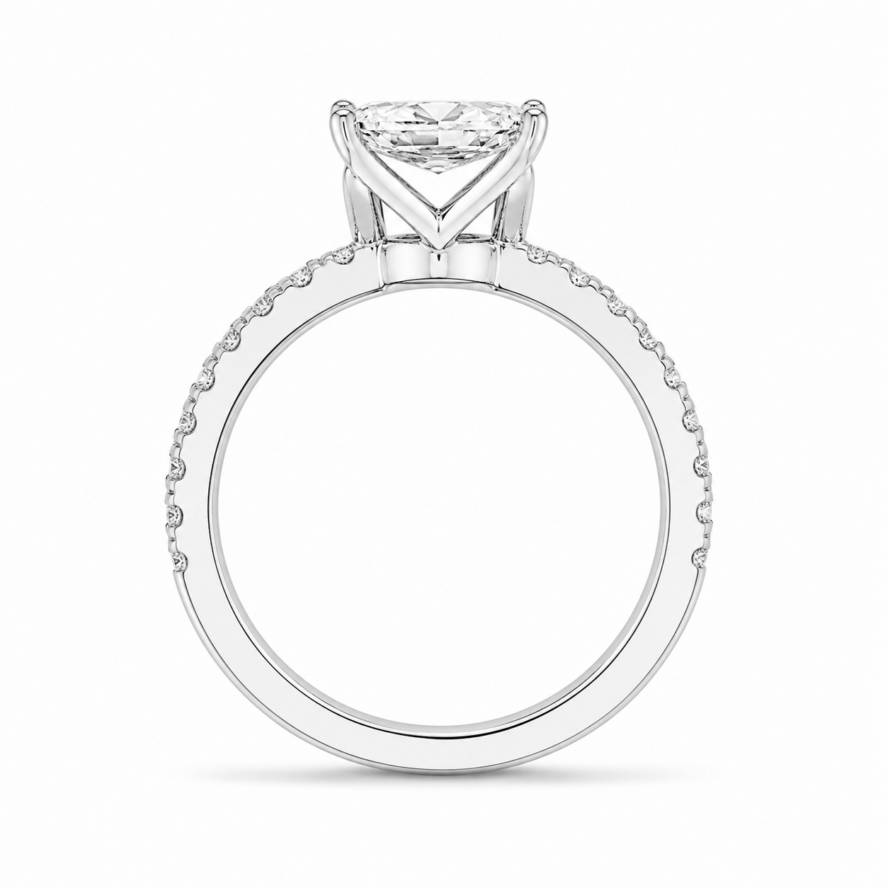 4.00 CT Asscher Cut Lab-Grown Diamond Engagement Ring in 14K White Gold – Pavé Setting Square Diamond Design