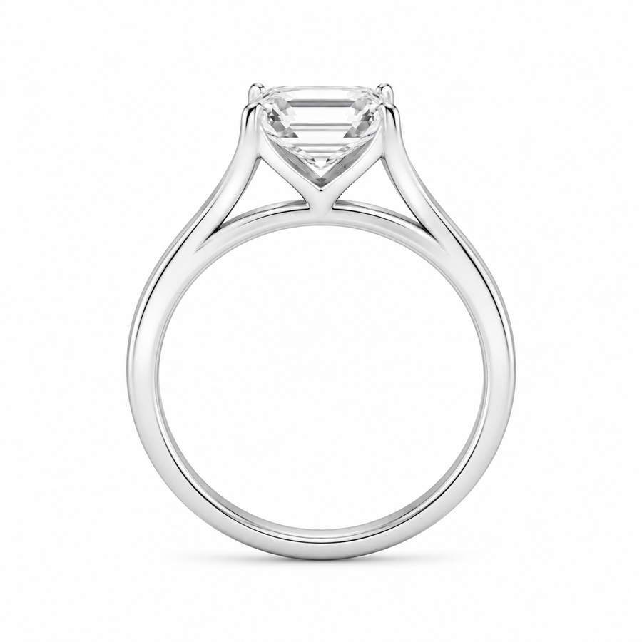 3.00 CT Asscher Cut Lab-Grown Diamond Solitaire Engagement Ring in 14K White Gold – Split Shank Anniversary Design