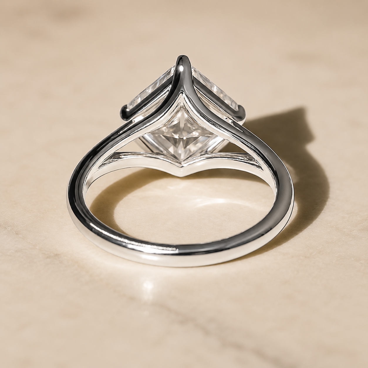 3.00 CT Asscher Cut Lab-Grown Diamond Solitaire Engagement Ring in 14K White Gold â€“ Split Shank Anniversary Design from Diamond Studio