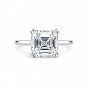 3.00 CT Asscher Cut Lab-Grown Diamond Solitaire Engagement Ring in 14K White Gold – Double Claw Prong Design