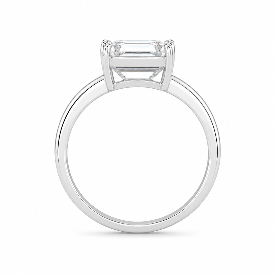 3.00 CT Asscher Cut Lab-Grown Diamond Solitaire Engagement Ring in 14K White Gold – Double Claw Prong Design