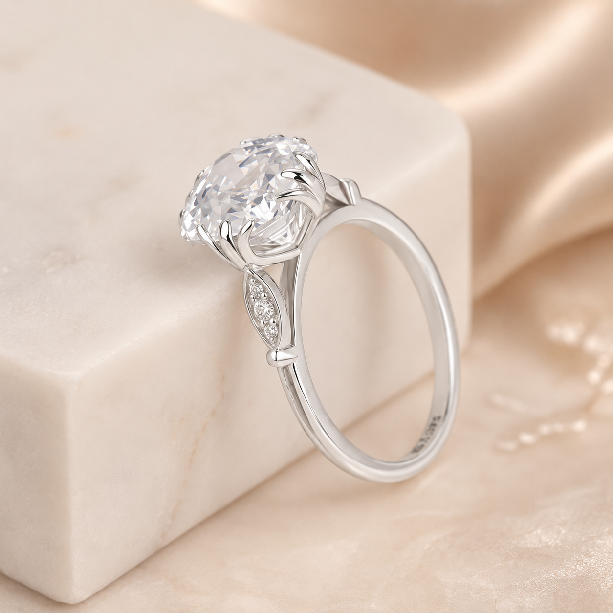 3.50 CT Asscher Cut Lab-Grown Diamond Solitaire Engagement Ring in 14K White Gold – Vintage Decorative Prong Design