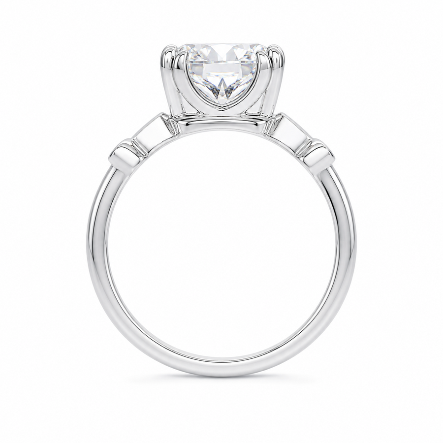 3.50 CT Asscher Cut Lab-Grown Diamond Solitaire Engagement Ring in 14K White Gold – Antique Old Mine Inspired Double Claw Design