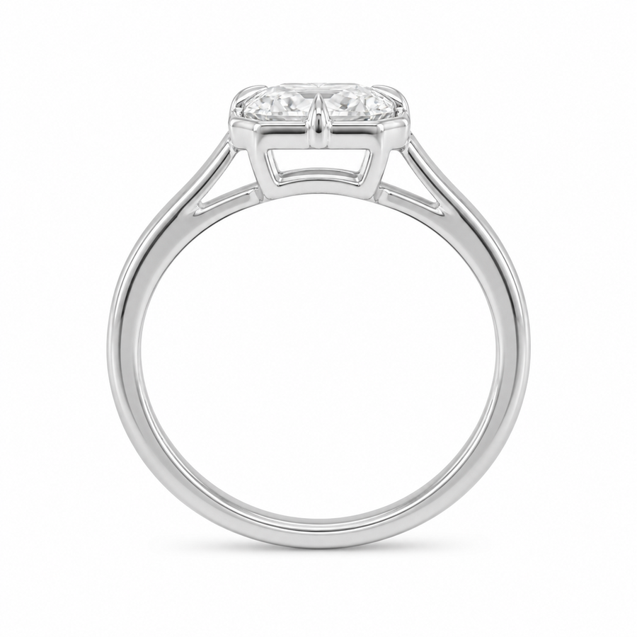2.00 CT Asscher Cut Lab-Grown Diamond Solitaire Engagement Ring in 14K White Gold – Modern Compass Prong Low Set Design