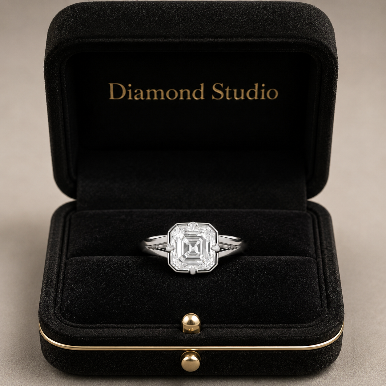 2.00 CT Asscher Cut Lab-Grown Diamond Solitaire Engagement Ring in 14K White Gold – Modern Compass Prong Low Set Design