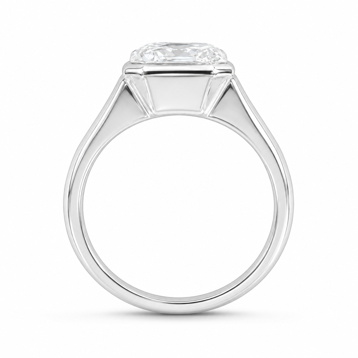 2.00 CT Asscher Cut Lab-Grown Diamond Signet Ring in 14K White Gold – Modern Statement Ring for Women