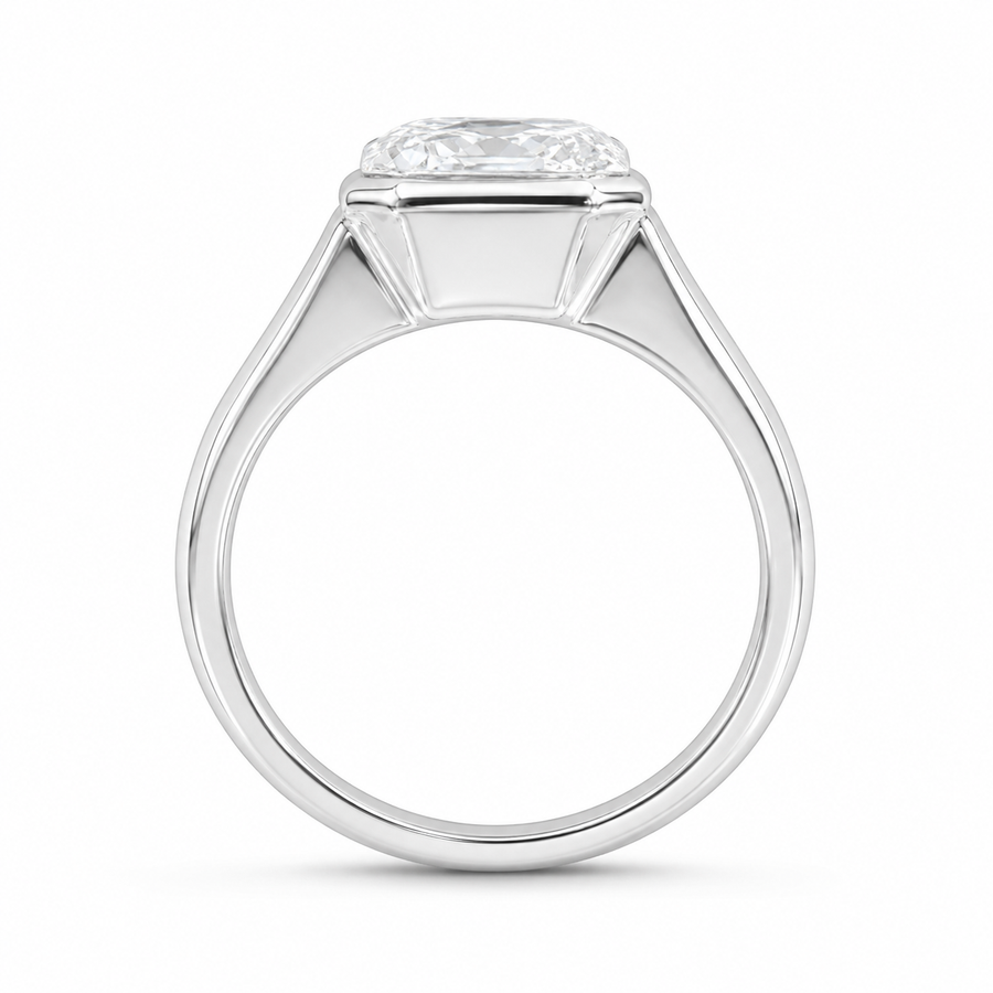 2.00 CT Asscher Cut Lab-Grown Diamond Signet Ring in 14K White Gold – Modern Statement Ring for Women