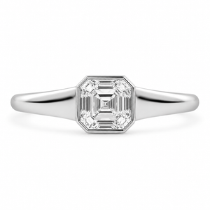 2.00 CT Asscher Cut Lab-Grown Diamond Signet Ring in 14K White Gold – Modern Statement Ring for Women