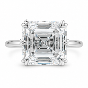 6.00 CT Asscher Cut Lab-Grown Diamond Solitaire Engagement Ring in 14K White Gold – Classic Art Deco Design