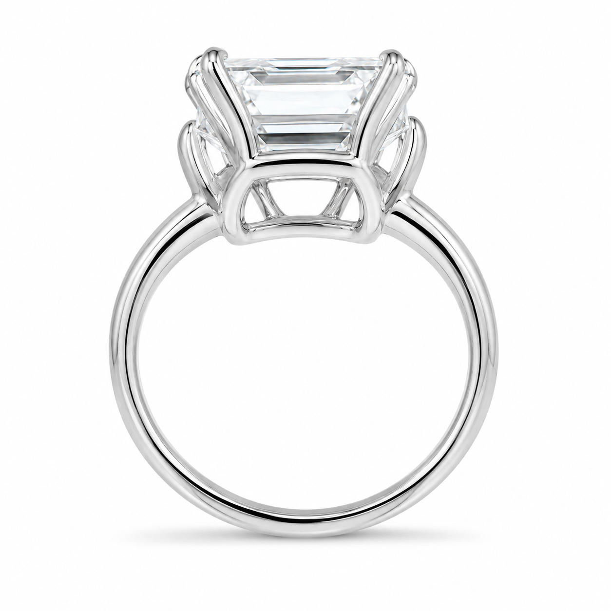 6.00 CT Asscher Cut Lab-Grown Diamond Solitaire Engagement Ring in 14K White Gold – Classic Art Deco Design