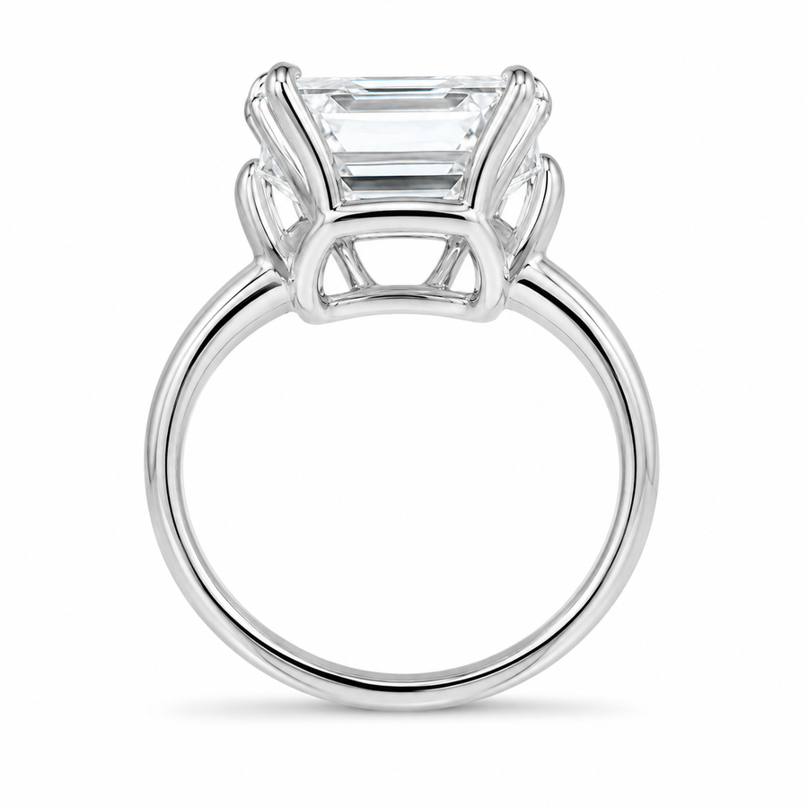 6.00 CT Asscher Cut Lab-Grown Diamond Solitaire Engagement Ring in 14K White Gold – Classic Art Deco Design