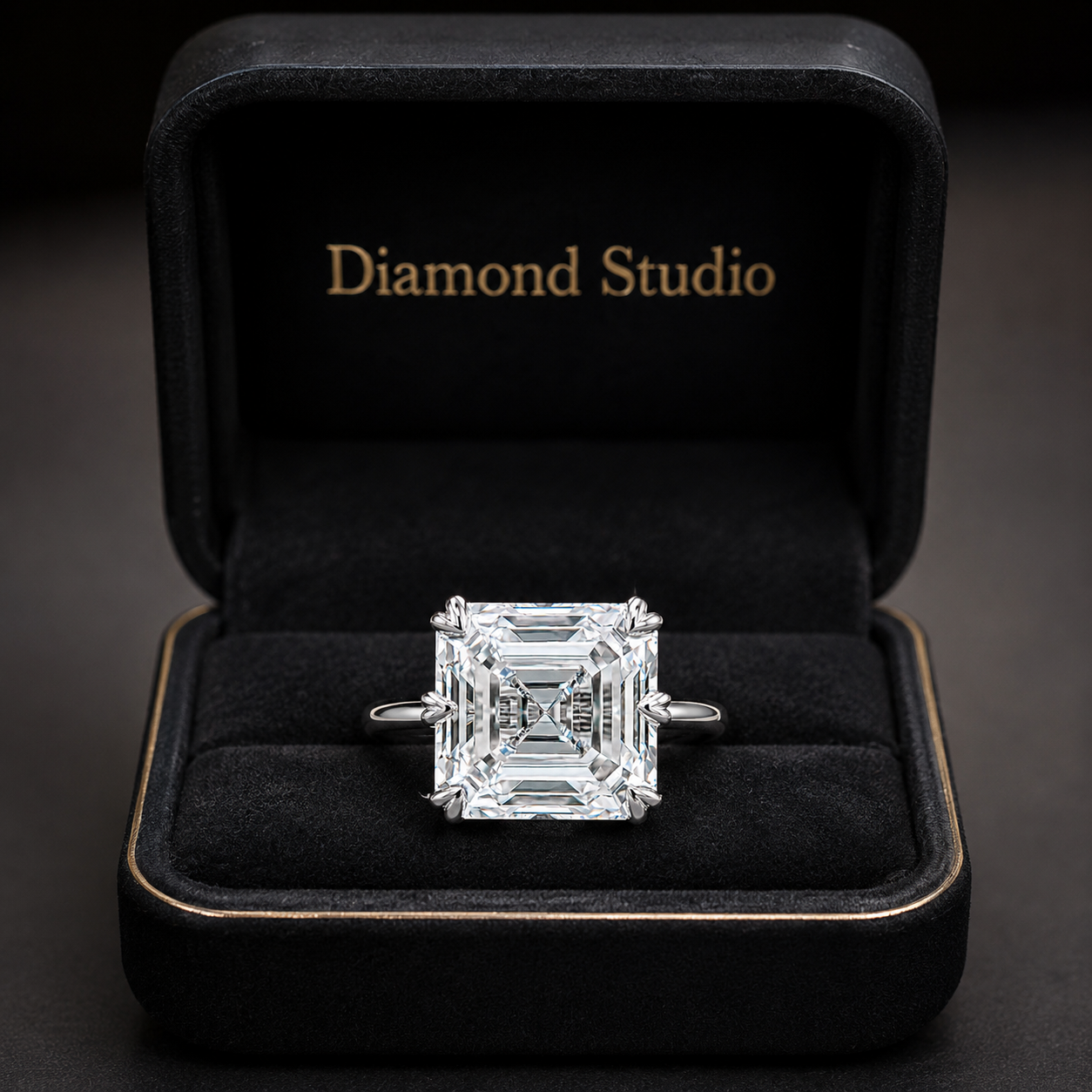 6.00 CT Asscher Cut Lab-Grown Diamond Solitaire Engagement Ring in 14K White Gold – Classic Art Deco Design