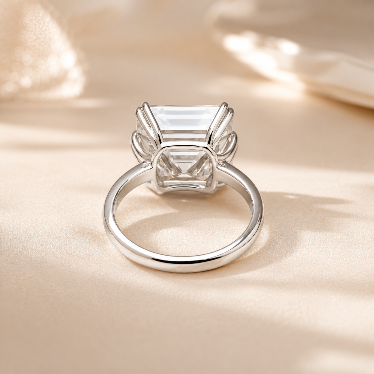 6.00 CT Asscher Cut Lab-Grown Diamond Solitaire Engagement Ring in 14K White Gold – Classic Art Deco Design