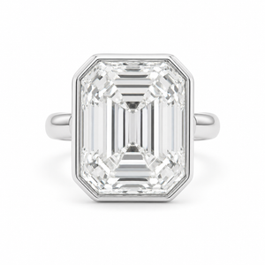 3.50 CT Asscher Cut Lab-Grown Diamond Bezel Set Solitaire Engagement Ring in 14K White Gold – Handmade Art Deco Design