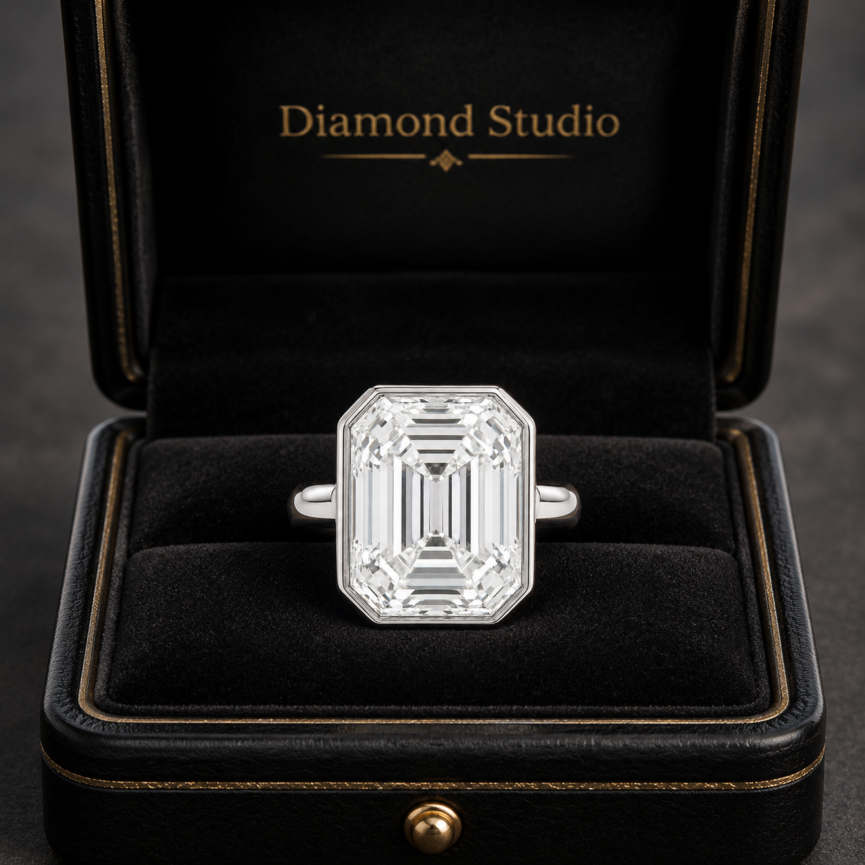 3.50 CT Asscher Cut Lab-Grown Diamond Bezel Set Solitaire Engagement Ring in 14K White Gold – Handmade Art Deco Design