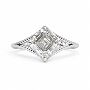 2.00 CT Asscher Cut Lab-Grown Diamond Solitaire Engagement Ring in 14K White Gold – IGI Certified Split Shank Compass Prong Design