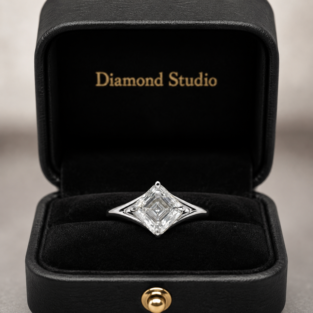 2.00 CT Asscher Cut Lab-Grown Diamond Solitaire Engagement Ring in 14K White Gold – IGI Certified Split Shank Compass Prong Design